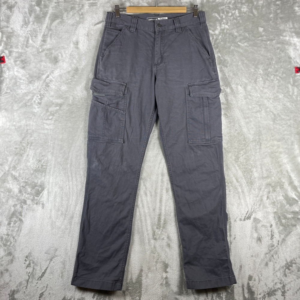 Carhartt Rugged Flex Relaxed Fit Canvas Cargo Work Pant Men 30x32 Grey BN3574-M